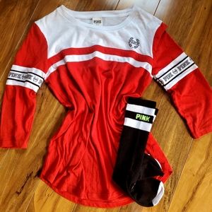 PINK VICTORIA'S SECRET Top/Socks- Size SP EUC